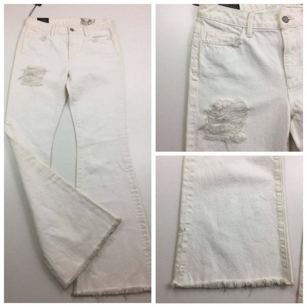 NWT SIWY Denim Raw Hem Flare Leg Distressed Jeans